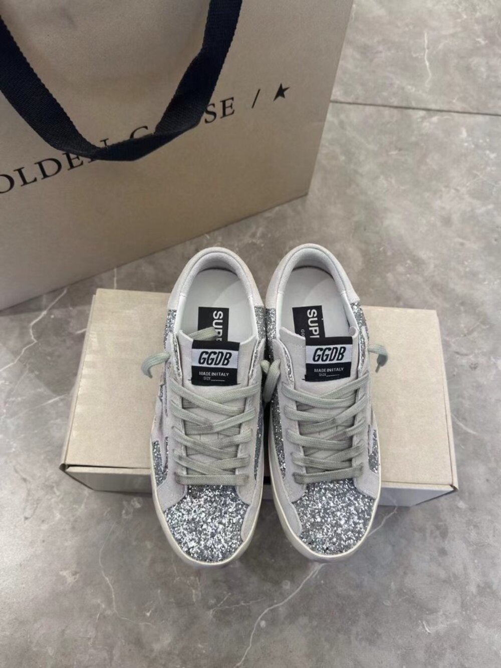 Golden Goose Women's Sneakers with Silver Glitter Star - Picture 2 of 5